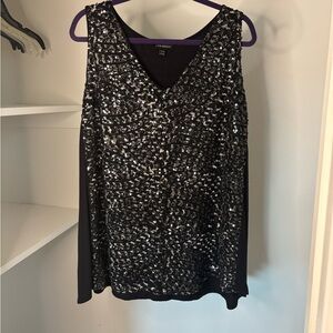 Lane Bryant Black and Silver Sequin Blouse